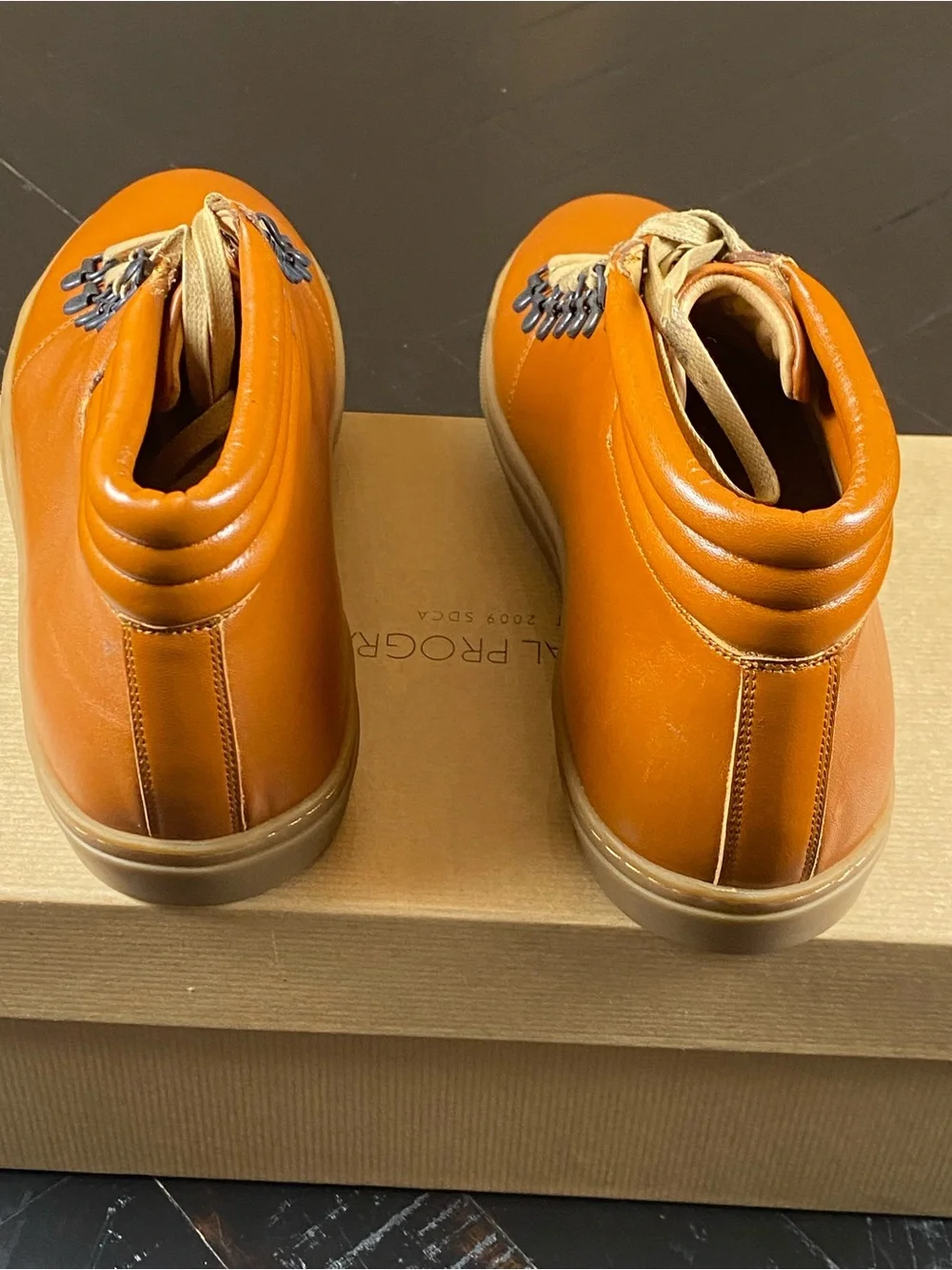Men's Chukka Boots in Cognac Leather with Rugged Lacing
